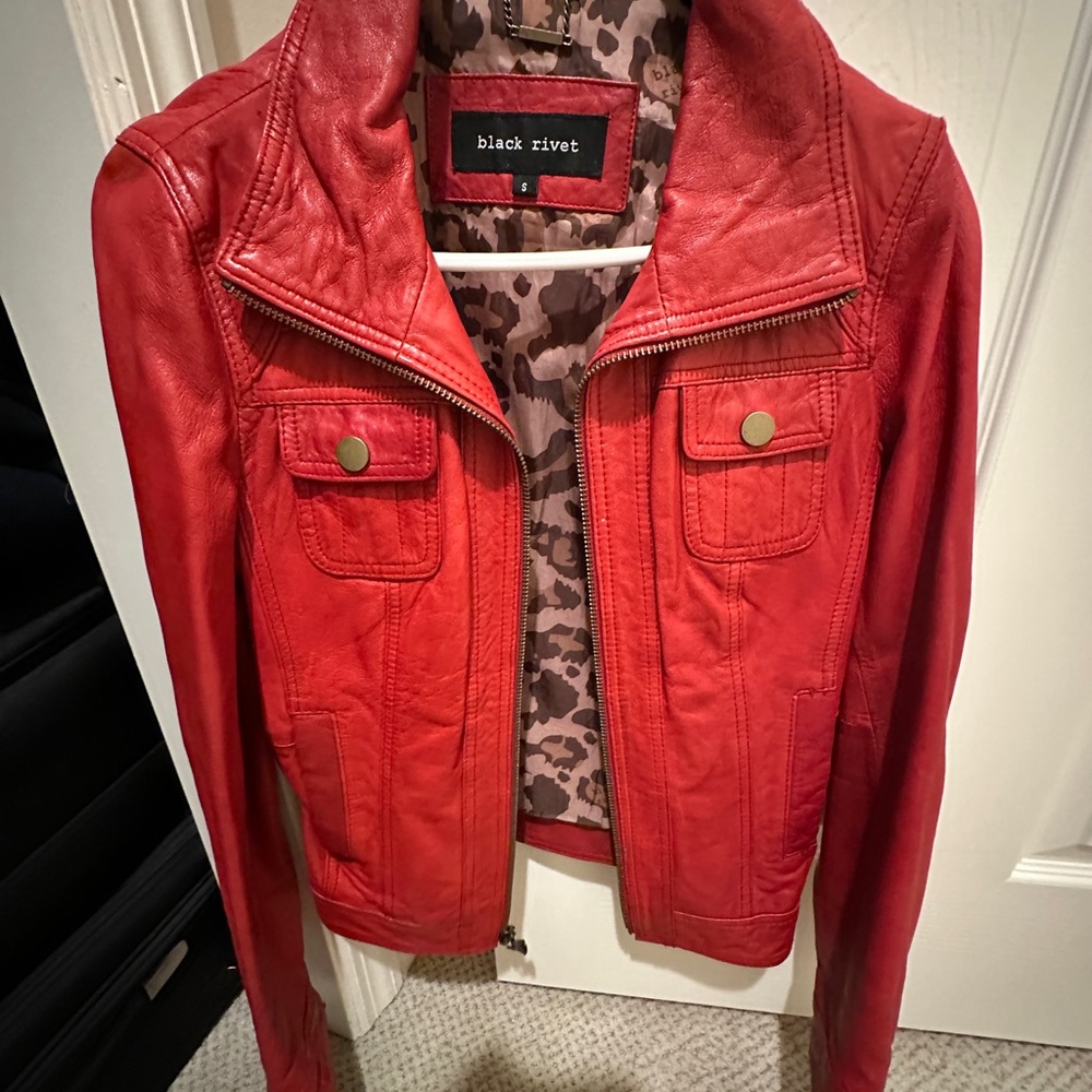 Black Rivet Women's Red Leather Jacket